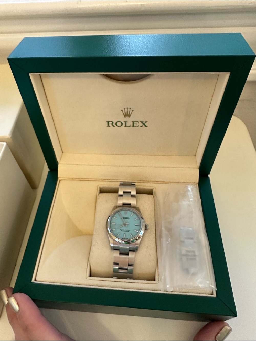SOLD- Rolex Steel Watch with Tiffany Blue Dial-SOLD